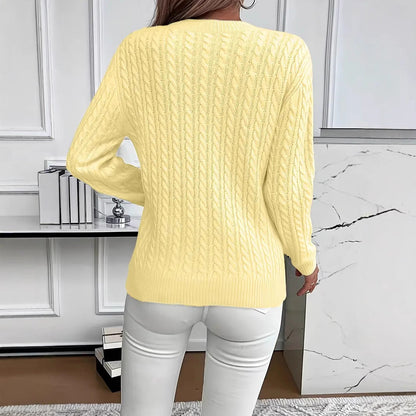 Damen Strickpullover Zopfdesign Elegantes Design