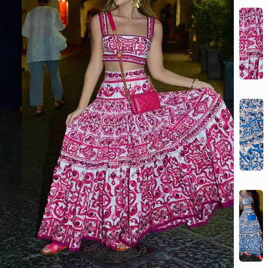 Damen Zweiteiliges Set Blumenprint Schwingrock Eveloria - Eveloria