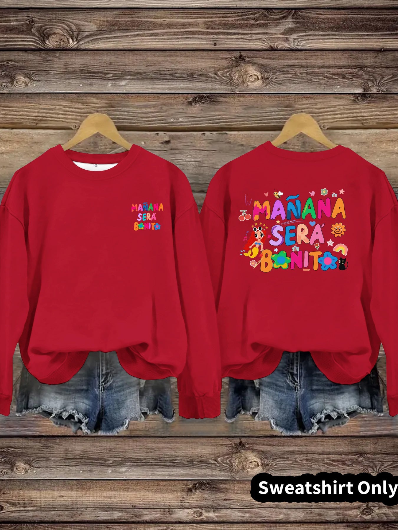 Damen Sweatshirt Verspielter Aufdruck Lässiger Schnitt Grau