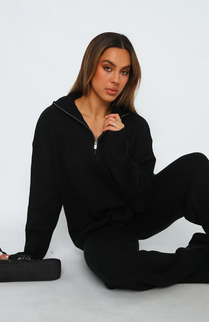 Damen Strickpullover Lässig Reißverschluss Weite Passform