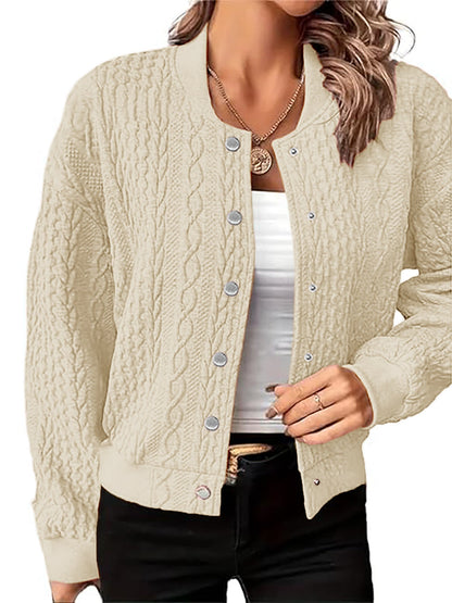 Damen Strickjacke Zopfmuster Druckknöpfe Eveloria