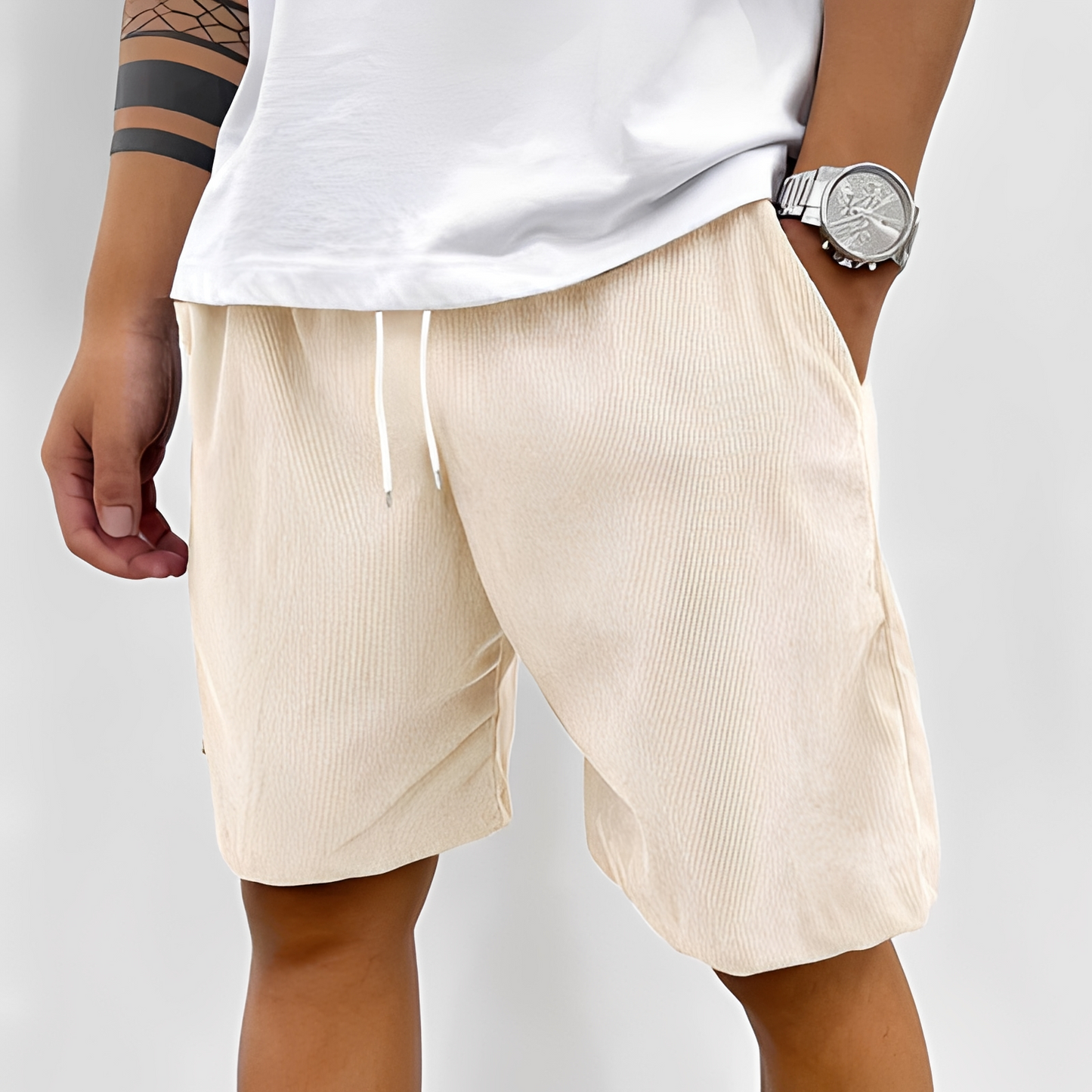 Herren Sommer-Shorts Verstellbar Leicht Beige