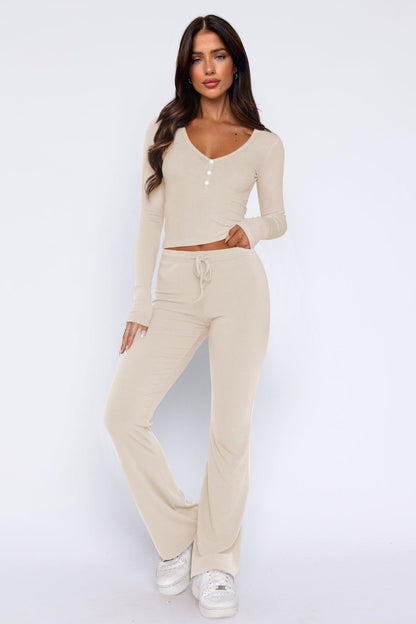 Damen Jumpsuit Langärmlig Ausgestellt