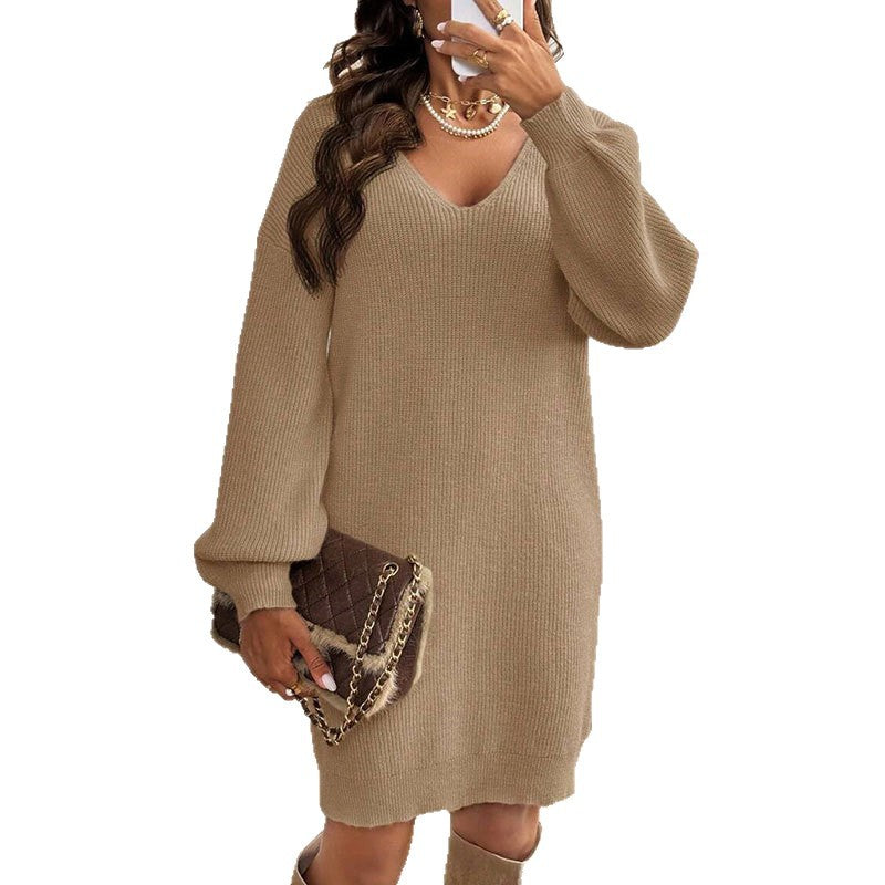 Damen Strickkleid Rückenausschnitt Schleife Eveloria