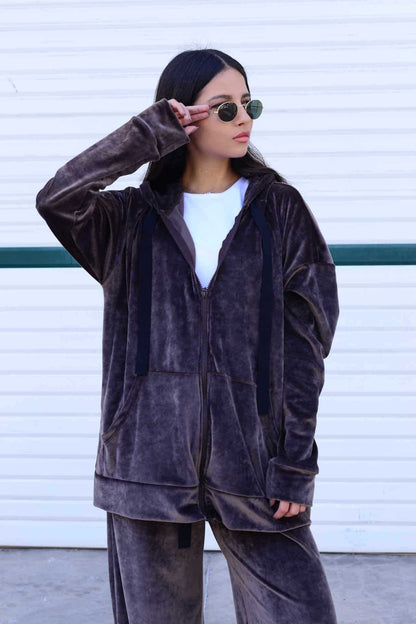 Damen Kapuzenpullover Weich Softgrau