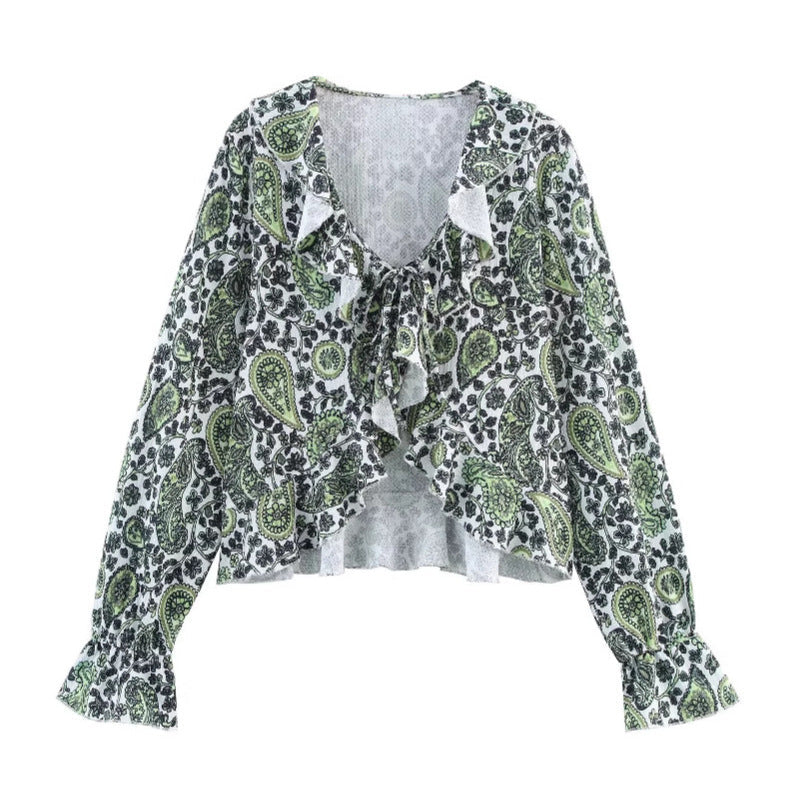 Damen Bluse Rüschendetails Floralmuster Eveloria