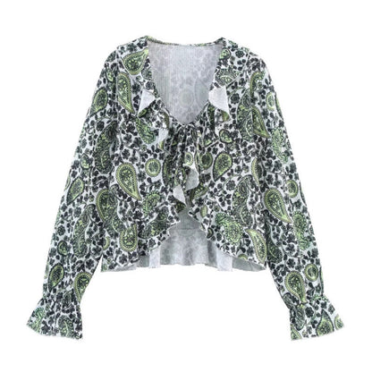 Damen Bluse Rüschendetails Floralmuster Eveloria