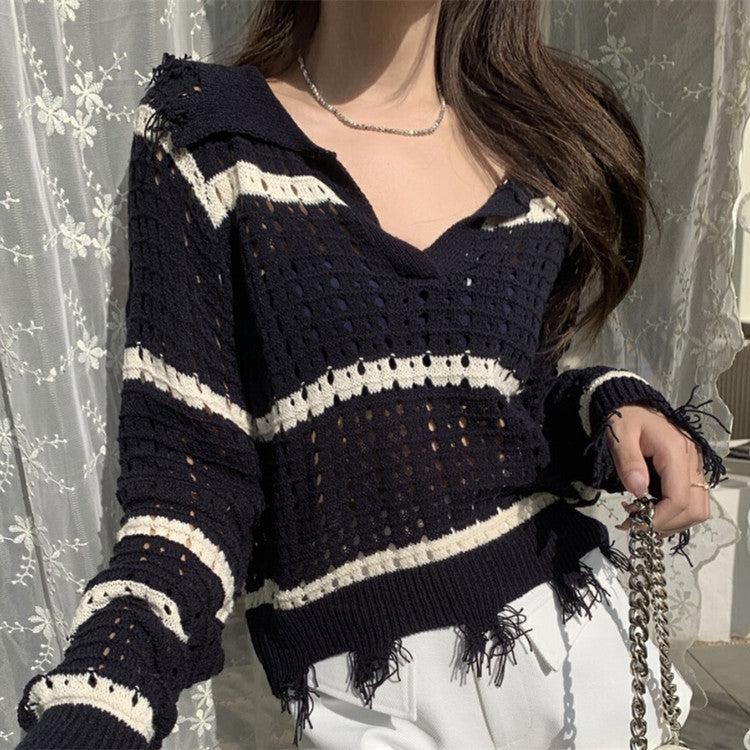 Damen Strickpullover Luftiger Strick Modernes Netzdesign