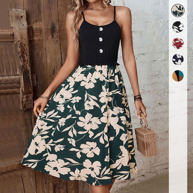 Damenkleid Floralmuster Knopfleiste Eveloria - Eveloria