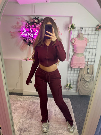 Damen Sport-Outfit Crop- und Cargo-Hose Set