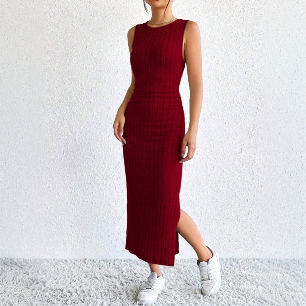 Damen Strickkleid Langärmlig mit Cardigan und Seitenschlitz