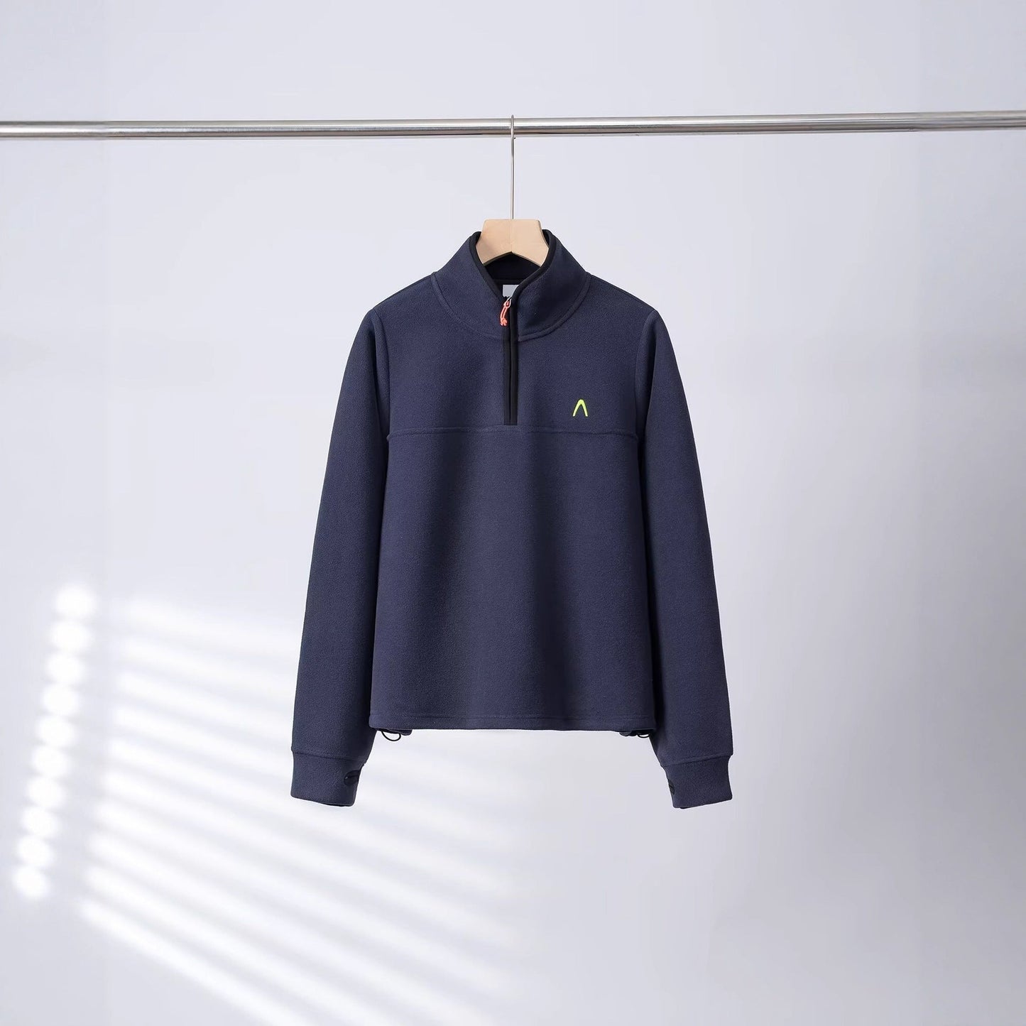 Damen Fleece-Pullover Halbzipp Elastische Bündchen Grau