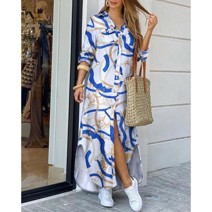 Damen Langarmkleid mit Print Feminin
