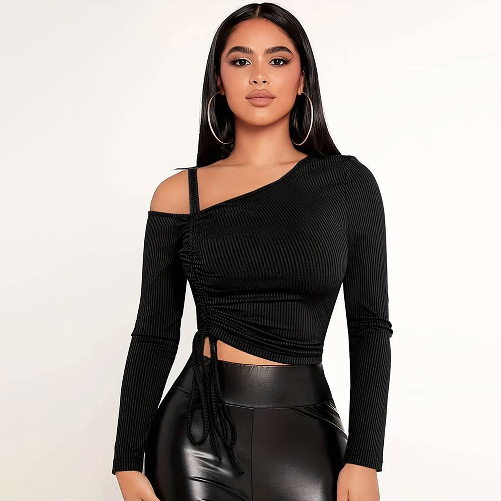 Damen Crop- Asymmetrisch Rüschen Eveloria