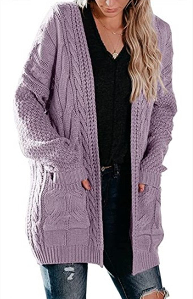 Damen Grobstrick-Cardigan mit Taschen und Strukturdesign Eveloria