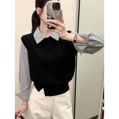 Damen Pullover Lässig Strukturiert Mit Hemdärmel Beige