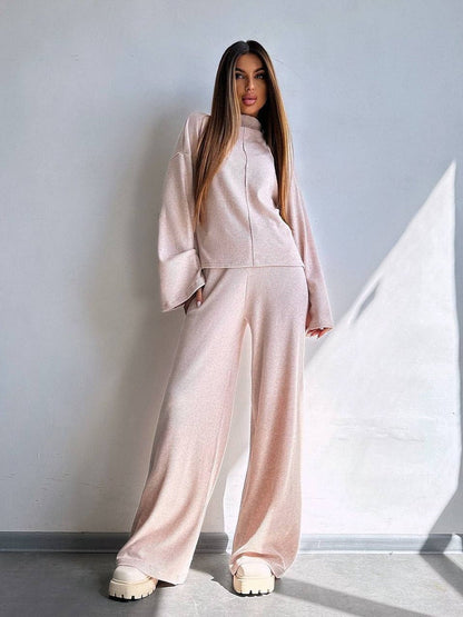 Damen Loungewear Set Weites Rippdesign