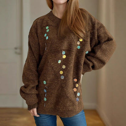 Damen Strickpullover mit Pailletten Eveloria