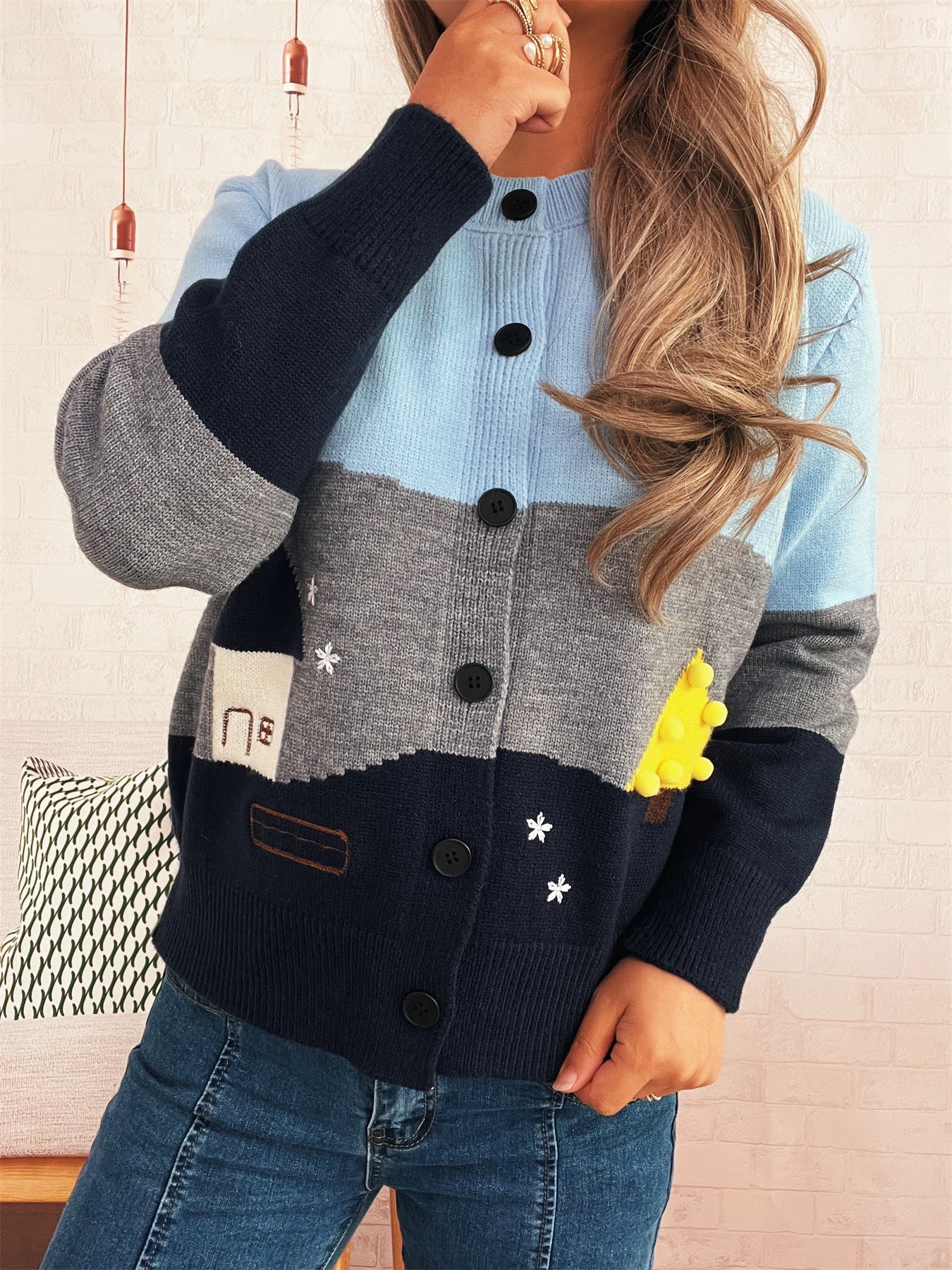 Damen Strickjacke mit Applikationen