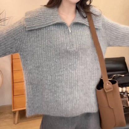 Damen Strickpullover Weit Ausschnitt Lässig Eveloria