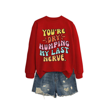 Damen Sweatshirt Lässiger Schnitt Comic-Slogan Grau Eveloria - Eveloria