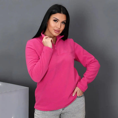 Damen Fleece-Pullover Stehkragen Halbzipp Evelyn