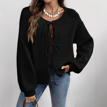 Damen Strickpullover mit Knotendetails