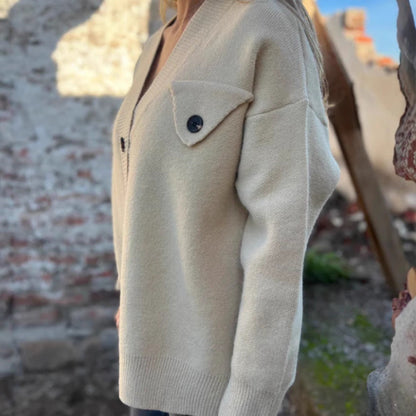Damen Strickcardigan mit Knöpfen und breiten Ärmeln