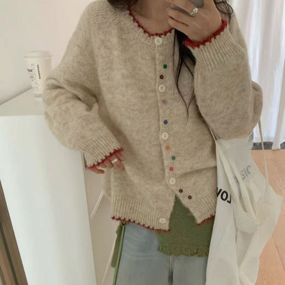 Damen Cardigan Kuschelig Bunt Leger