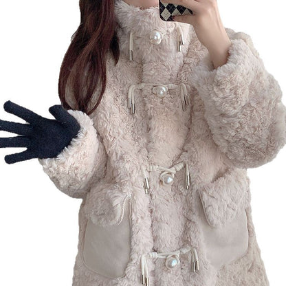 Damen Übergangsjacke Flauschig mit Dekorknöpfen Eveloria