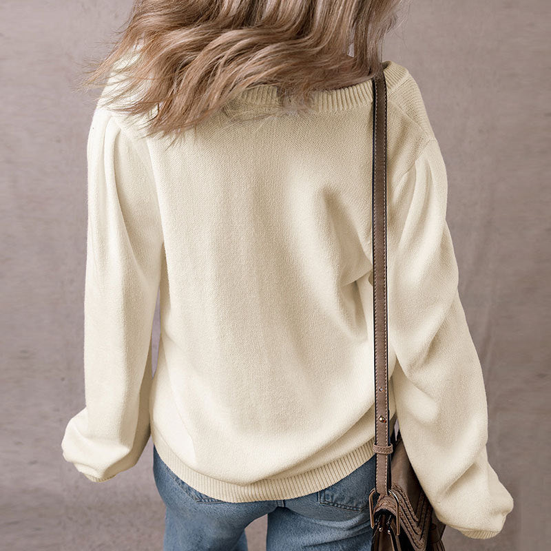 Damen Strickjacke Lochmusterung Knopfverschluss Eveloria
