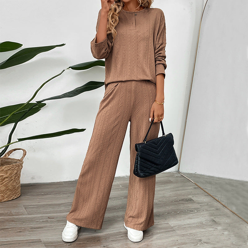 Damen Strickset Pullover Weite Hose Eveloria