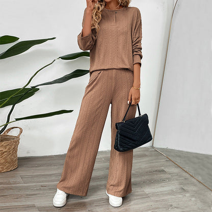 Damen Strickset Pullover Weite Hose Eveloria