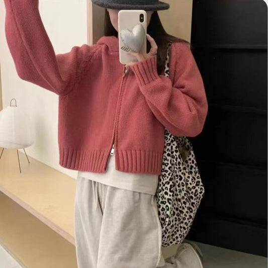 Damen Hoodie-Cardigan Kuschelig Reißverschluss Große Taschen Grau - Eveloria