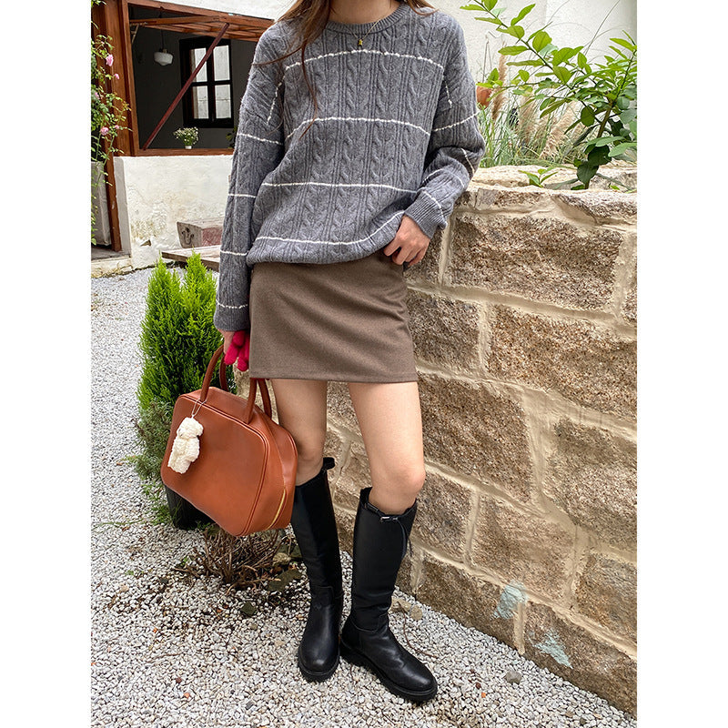 Damen Strickpullover Zopfmuster Eveloria Lässig