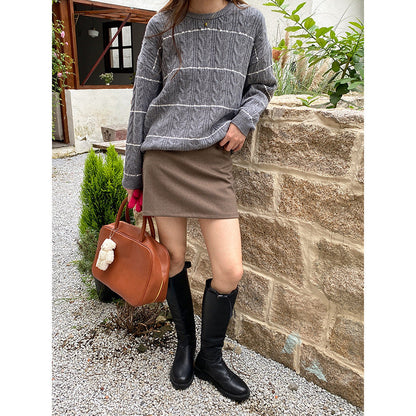 Damen Strickpullover Zopfmuster Eveloria Lässig