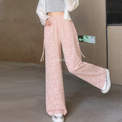 Damen Leichte Sommerhose aus Luftigem Stoff Weite Bein