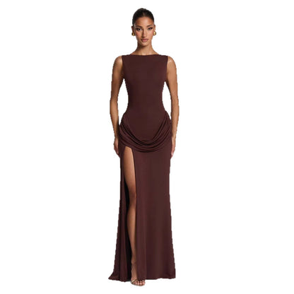 Damen Maxikleid Elegantes Design Raffinierte Drapierung