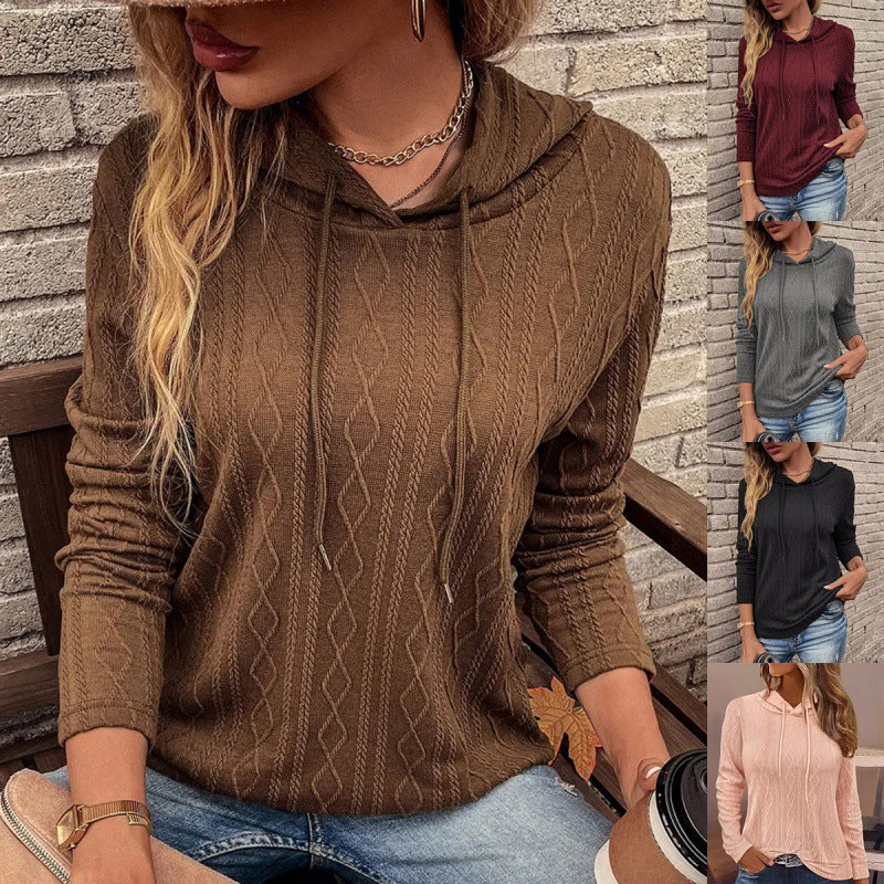 Damen Pullover Lässig Kordelzug Strickmuster Beige - Eveloria
