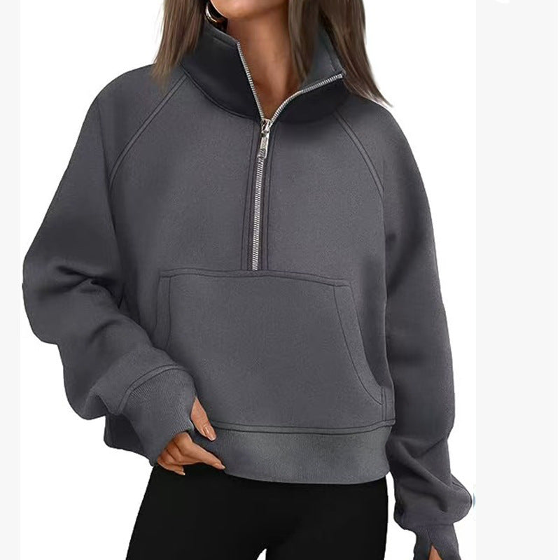 Damen Hoodie Sportlich Hoher Kragen Eveloria