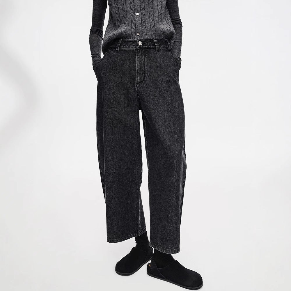 Damen Weite Jeans Hochbund Eveloria