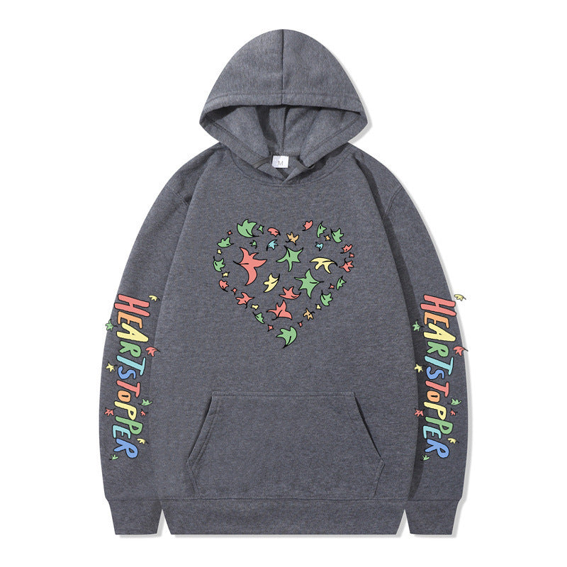Damen Kapuzenpullover Herz- und Blattmotiv Eveloria