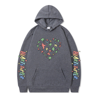 Damen Kapuzenpullover Herz- und Blattmotiv Eveloria