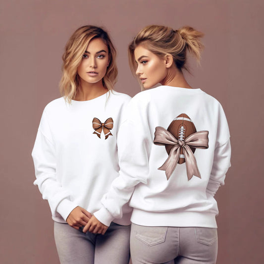 Damen Sweatshirt Footballmotiv Schleifenakzent - Eveloria