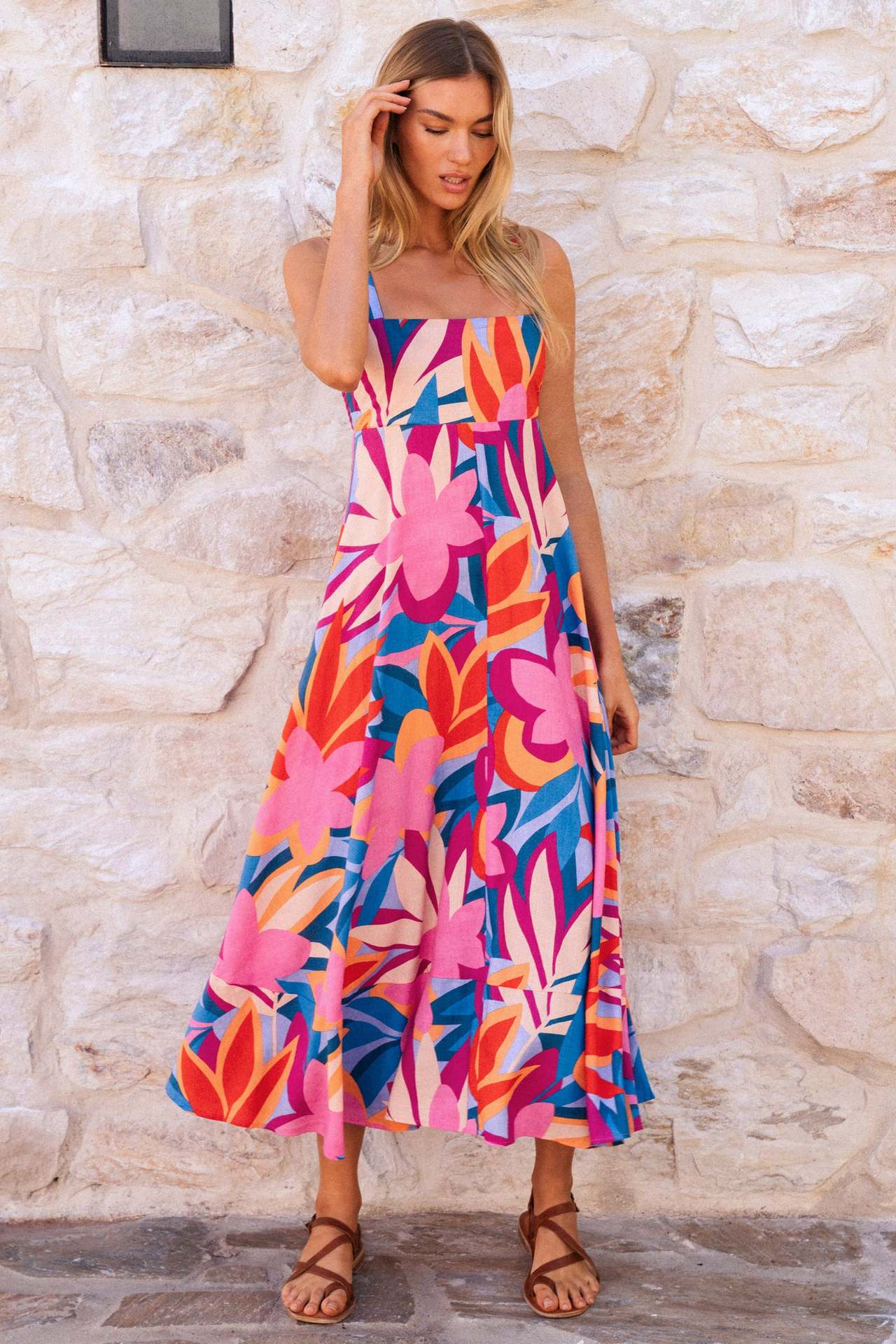 Damen Maxikleid Floralmuster Eveloria