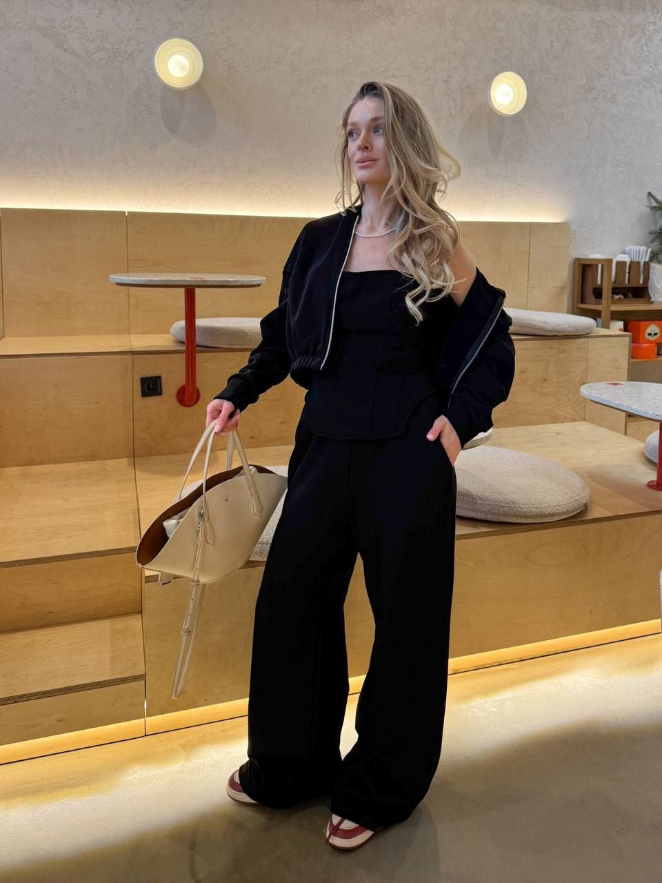 Damen Loungewear-Set mit Corsage und Hoodie