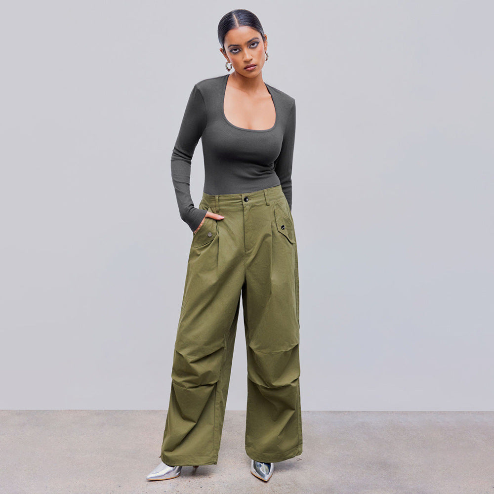 Damen Langarmshirt Rundhalsausschnitt Rippstruktur Eveloria