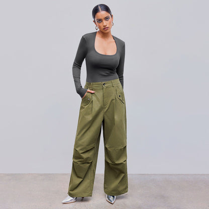 Damen Langarmshirt Rundhalsausschnitt Rippstruktur Eveloria