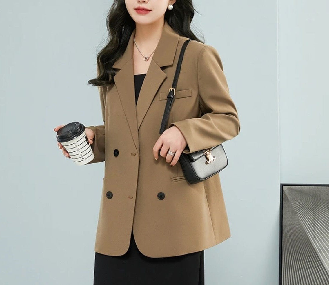 Damen Oversized Blazer Doppelter Knopfleiste Stylisch Eveloria