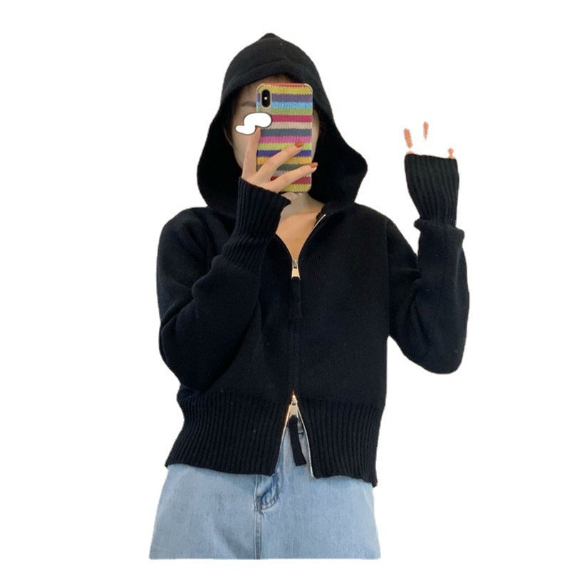 Damen Kapuzenpullover Tailliert Reißverschluss Eveloria